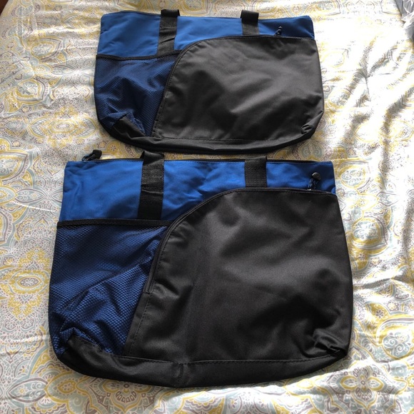 2 Matching Black and Blue Zippered Tote Bags - Picture 2 of 7